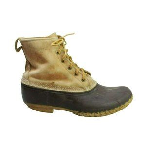LL Bean Brown Leather Lace Up Unlined Ankle Duck Boots Size 10 M